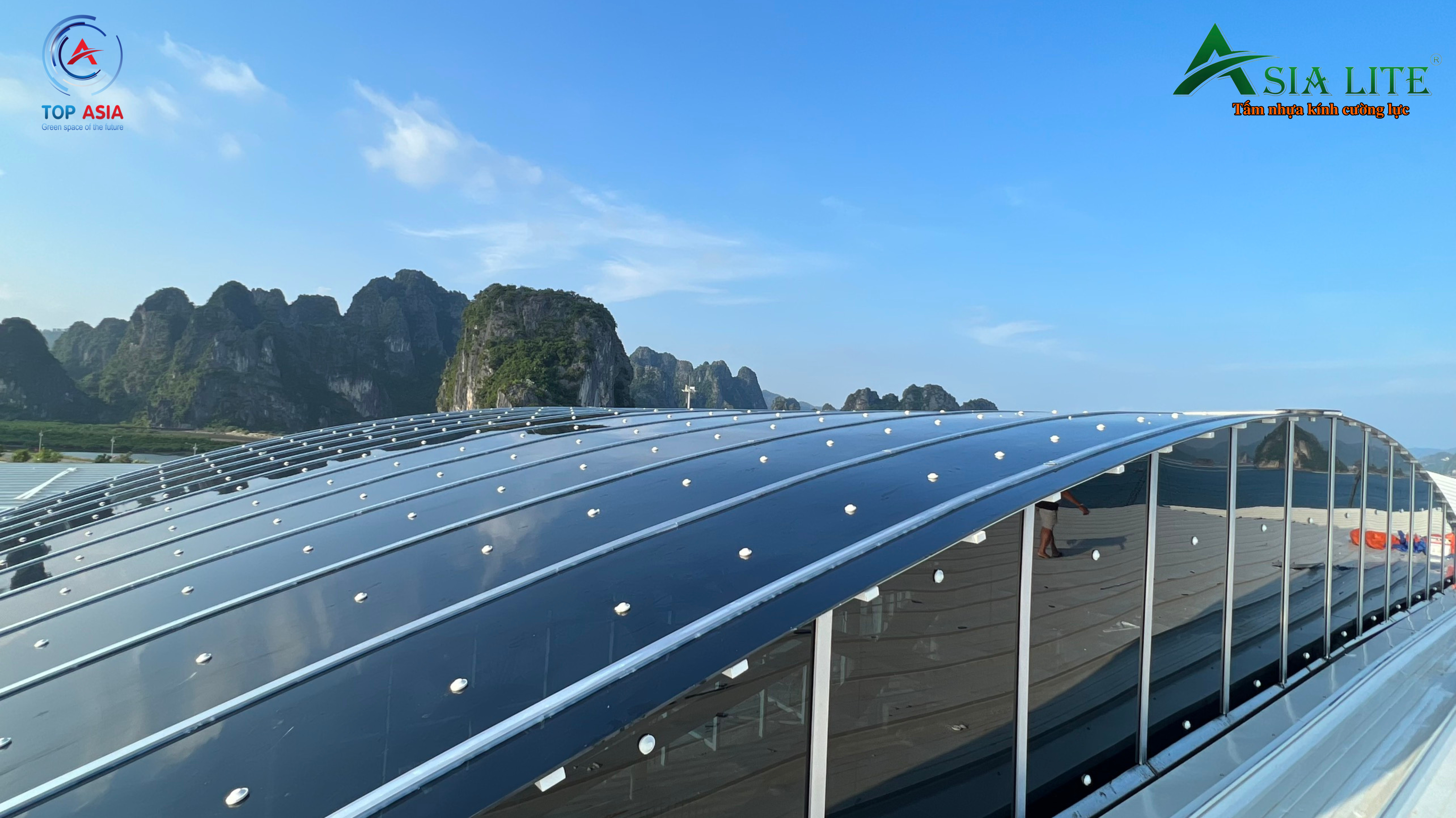 TẤM NHỰA KÍNH CƯỜNG LỰC CAO CẤP ASIA LITE | DỰ ÁN BẾN CẢNG QUỐC TẾ AO TIÊN Một phần mái đã được hoàn thiện