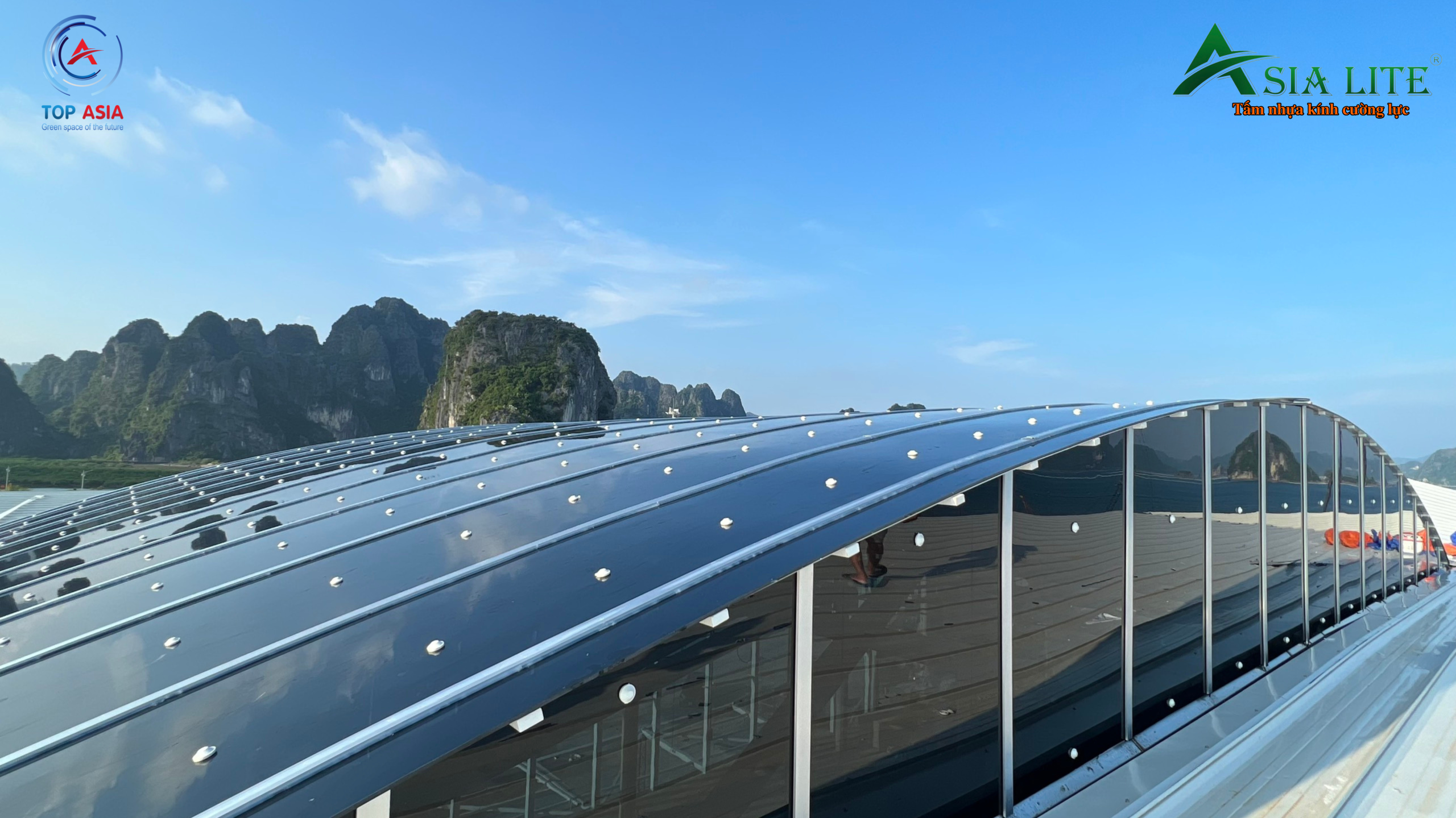 Nhựa kính poly cường lực Asia Lite làm mái vòm