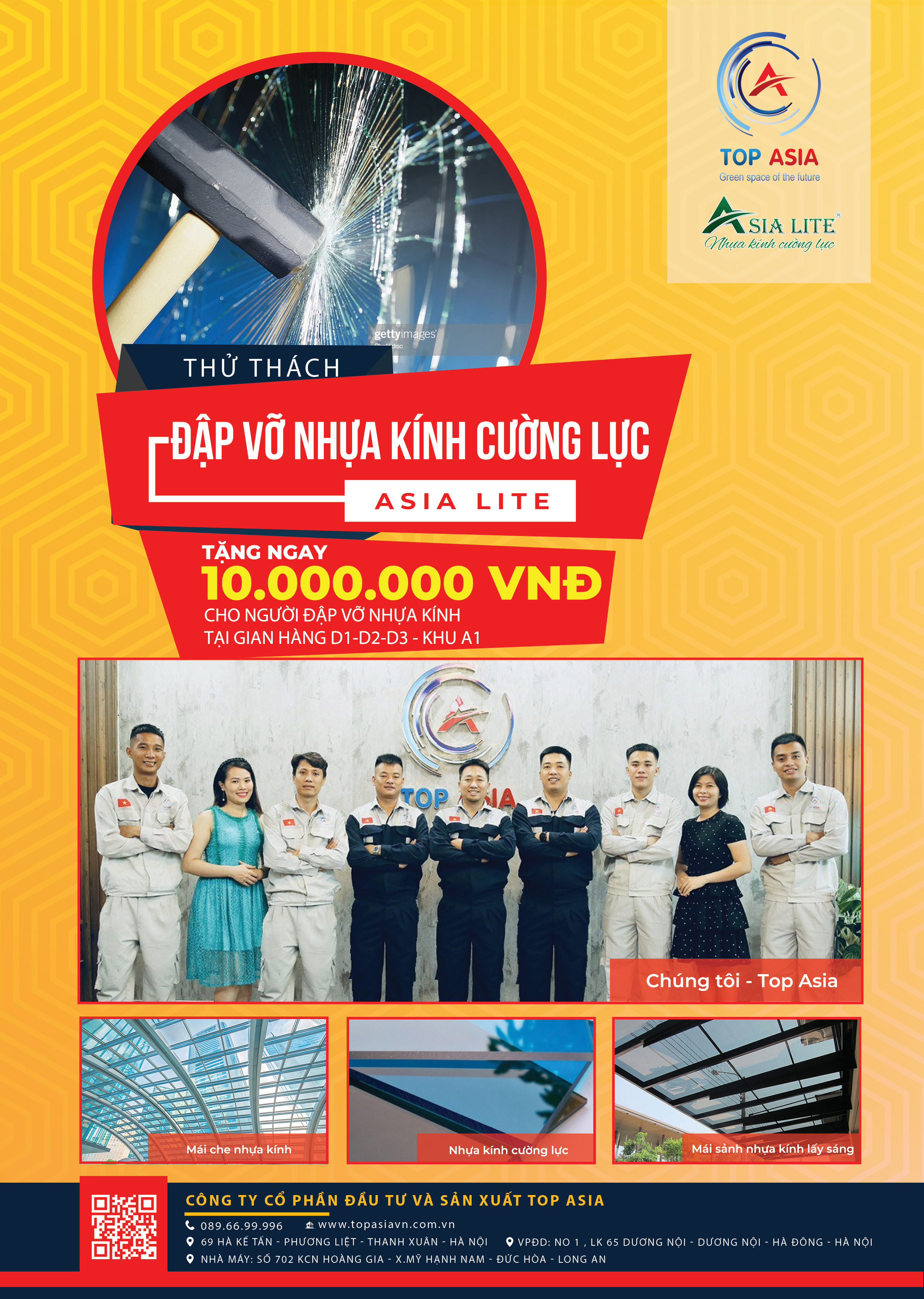 Nhựa Kính Cường Lực ASIA LITE Tham Gia Triển Lãm VIETBUILD Hà Nội 2023 Mini game đập vỡ Nhựa kính cường lực ASIA LITE nhận ngay 10.000.000đ