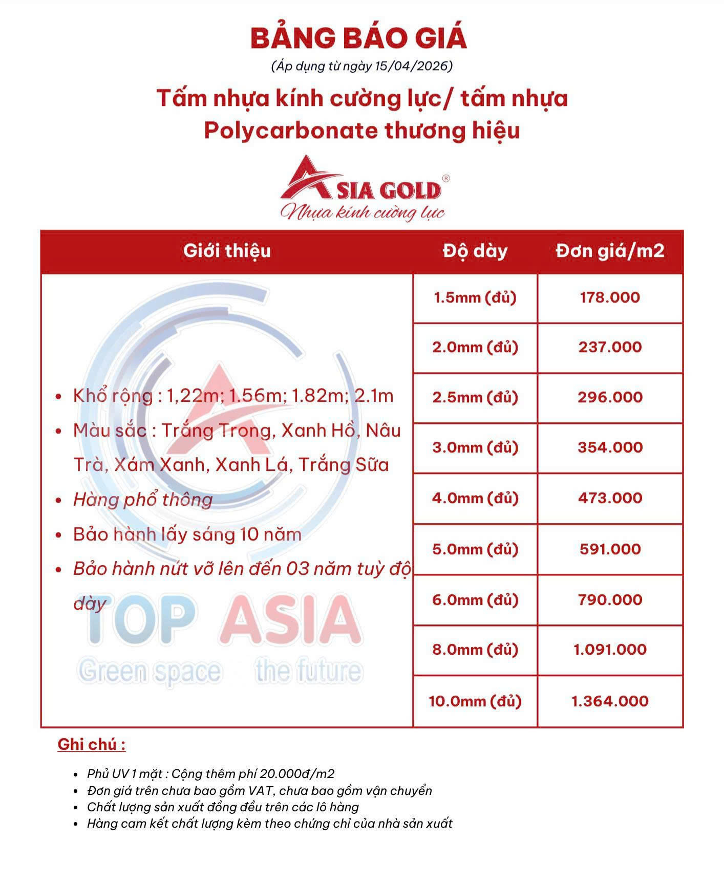 nhua kinh cuong luc ASIA gold