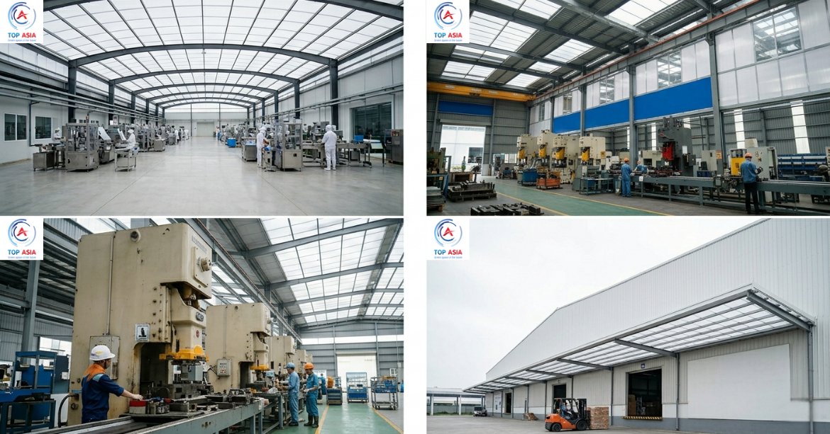 Tấm nhựa lấy sáng là gì? Phân loại, ứng dụng và cách chọn phù hợp ung-dung-tam-nhua-lay-sang