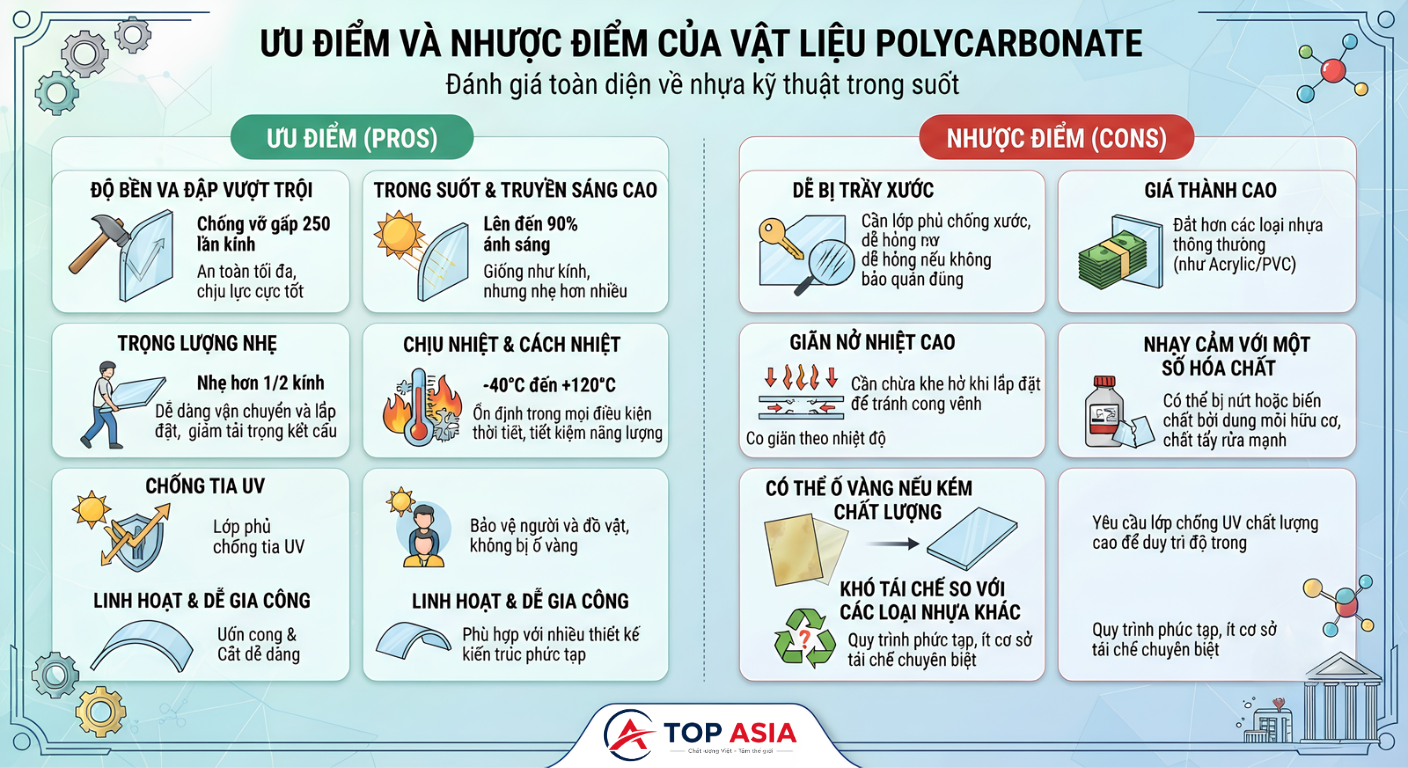 Polycarbonate là gì? Đặc điểm & ứng dụng công trình thực tế vat-lieu-polycarbonate